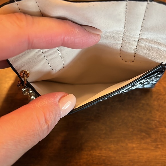 Black & White Floral Leo Upcycled Keyring Card Holder EUC - Picture 4 of 5